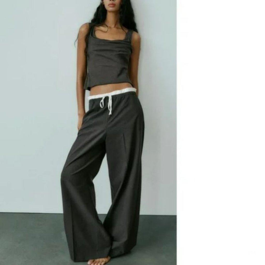 Zara Satin Effect Waistband Pants